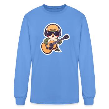 Cute Hummingbird Playing Guitar Kawaii Sticker Art - Men's Long Sleeve T-Shirt - carolina blue - Front