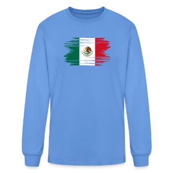 Distressed Mexico Flag MX - Men's Long Sleeve T-Shirt - carolina blue - Front