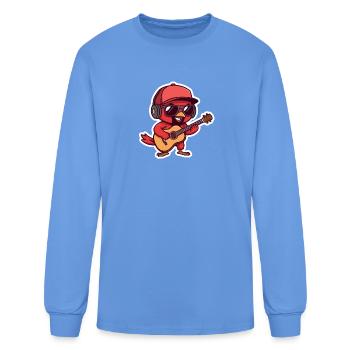 Cardinal Bird Musician Mascot Kids T-Shirt - Men's Long Sleeve T-Shirt - carolina blue - Front
