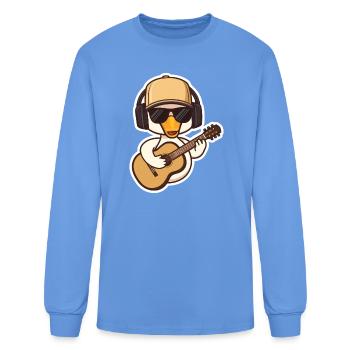 Autocollant de mascotte de guitare cygne mignon - T-shirt à manches longues Homme - bleu caroline - Devant