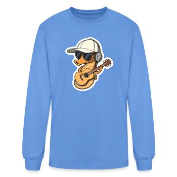 Cute Seahorse Guitarist Mascot Character Art - Men's Long Sleeve T-Shirt - carolina blue - Front