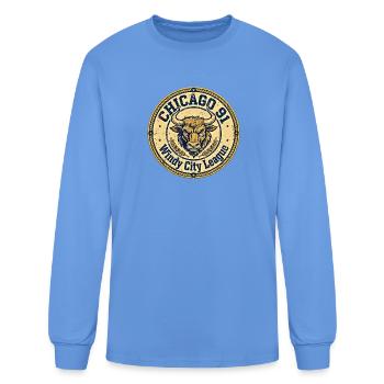 Vintage Bull Crest Windy City Emblem - Men's Long Sleeve T-Shirt - carolina blue - Front