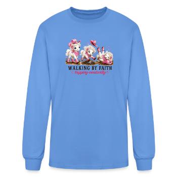 Marcher en croyant la foi en train de trébucher constamment - T-shirt à manches longues Homme - bleu caroline - Devant