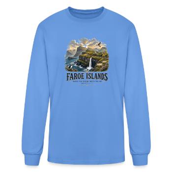 Faroe Islands T-Shirt | Nordic Adventure Graphic - Men's Long Sleeve T-Shirt - carolina blue - Front