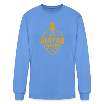 The Guitar Player Gold Pick Badge Design - Men's Long Sleeve T-Shirt - carolina blue - Front
