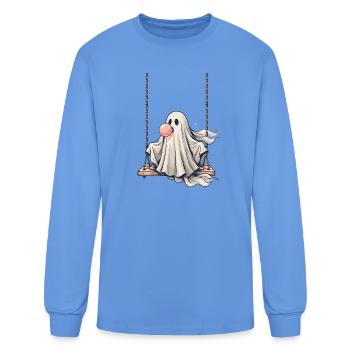 Fantôme d’automne d’Halloween effrayant sur le chewing-gum à masquer - T-shirt à manches longues Homme - bleu caroline - Devant