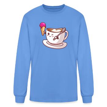 Kawaii Coffee Cup with Ice Cream - Men's Long Sleeve T-Shirt - carolina blue - Front