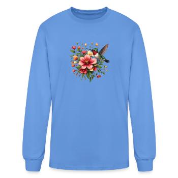 Hummingbird & Hibiscus - Men's Long Sleeve T-Shirt - carolina blue - Front