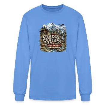 Swiss Alps T-Shirt | Travel Souvenir Graphic - Men's Long Sleeve T-Shirt - carolina blue - Front