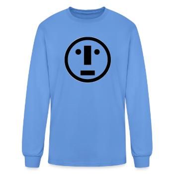 Minimal Surprised Face Emblem - Men's Long Sleeve T-Shirt - carolina blue - Front