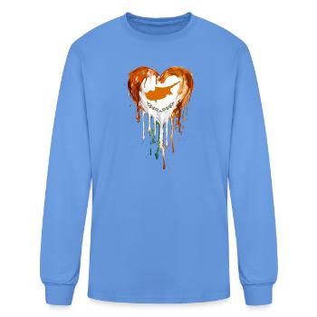 Cyprus Fiery Heart Flag Embrace - Men's Long Sleeve T-Shirt - carolina blue - Front