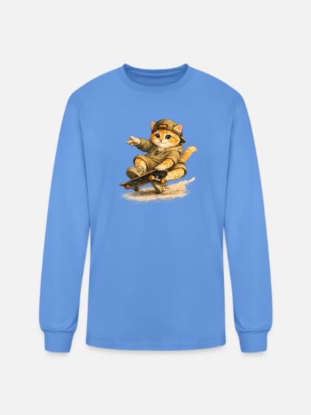 Skate Kitten on Board - Men's Long Sleeve T-Shirt - carolina blue