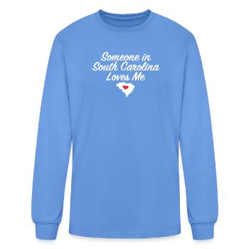 Quelqu’un en Caroline du Sud m’aime famille - T-shirt à manches longues Homme - bleu caroline - Devant