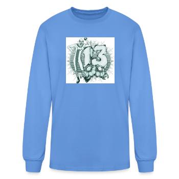 Teal vintage circus clown meets harvest motif:  - Men's Long Sleeve T-Shirt - carolina blue - Front