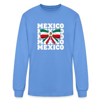  Mexico Mexican Flag Bow Eagle Heritage Cinco De - Men's Long Sleeve T-Shirt - carolina blue - Front