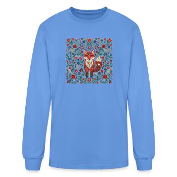  Scandinavian Folk Art Fox Cozy  - Men's Long Sleeve T-Shirt - carolina blue - Front