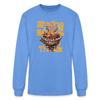 Sizzling Beats & Tasty Treats - Piano BBQ Grill - Men's Long Sleeve T-Shirt - carolina blue - Front