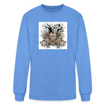 Croix de crâne gothiques bienvenue - T-shirt à manches longues Homme - bleu caroline - Devant