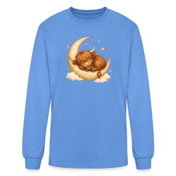 Cute Highland Cow Sleeping - Men's Long Sleeve T-Shirt - carolina blue - Front