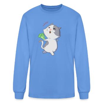 Mr. Meow (Couple) - Men's Long Sleeve T-Shirt - carolina blue - Front