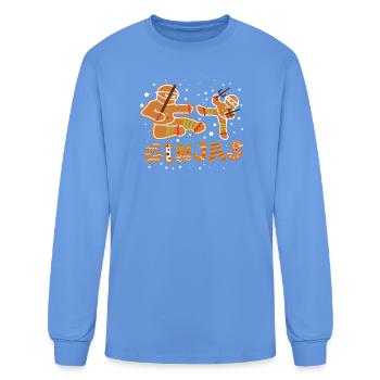 Gingerbread Ninjas Christmas Cookie - Men's Long Sleeve T-Shirt - carolina blue - Front