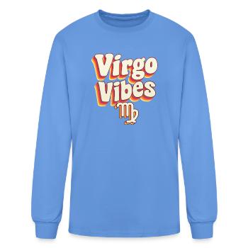 August September Birthday Retro Zodiac Sign Virgo - Men's Long Sleeve T-Shirt - carolina blue - Front