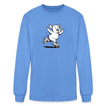 Cute Roller Skating Pig Skater - Men's Long Sleeve T-Shirt - carolina blue - Front