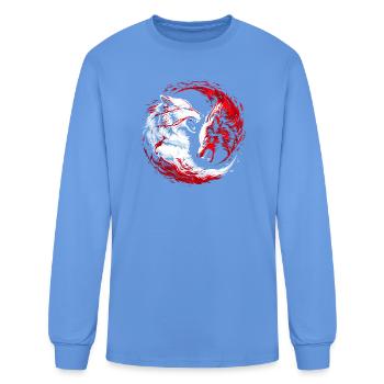 Red White Cosmic Wolf Warrior - Men's Long Sleeve T-Shirt - carolina blue - Front