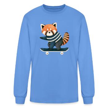 Vintage Cute Red Panda Racoon Skateboarding - Men's Long Sleeve T-Shirt - carolina blue - Front