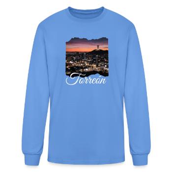 Rio Sunset Cityscape - Men's Long Sleeve T-Shirt - carolina blue - Front