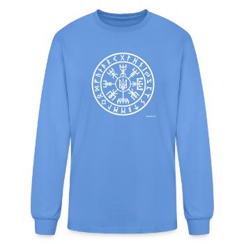 Ukraine Vegvisir - Viking Compass pointing east  - Men's Long Sleeve T-Shirt - carolina blue - Front