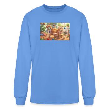 Whiskered Joy in a Catbox - Men's Long Sleeve T-Shirt - carolina blue - Front