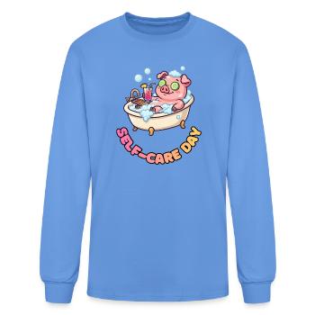 Self-Care Pig Bath - Men's Long Sleeve T-Shirt - carolina blue - Front