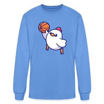 Hoop Chick Cartoon Basketball Hen - Men's Long Sleeve T-Shirt - carolina blue - Front