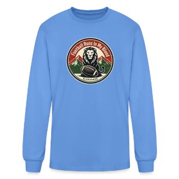 Football Runs In My Blood Morocco Soccer Fan Shirt - Men's Long Sleeve T-Shirt - carolina blue - Front
