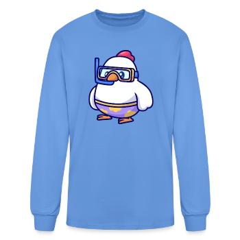 Snorkel Chick Dive Cartoon - Men's Long Sleeve T-Shirt - carolina blue - Front