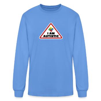 I am Autistic: Puzzle-Symbol Design - Men's Long Sleeve T-Shirt - carolina blue - Front