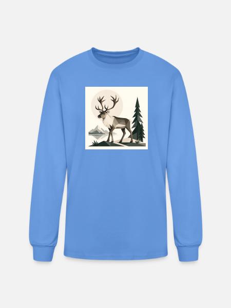 Silent Reindeer - Men's Long Sleeve T-Shirt - carolina blue