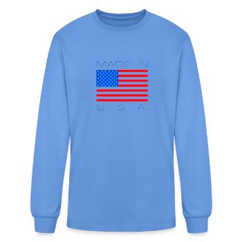Neon USA Flag Emblem - Men's Long Sleeve T-Shirt - carolina blue - Front