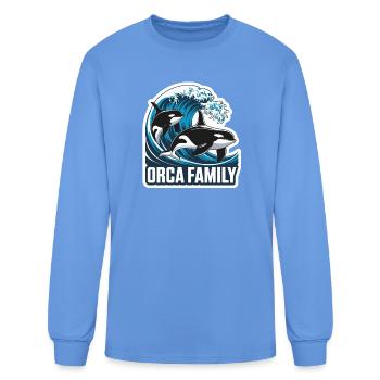 Orca Family Killer Whale Ocean Wave Life - Men's Long Sleeve T-Shirt - carolina blue - Front