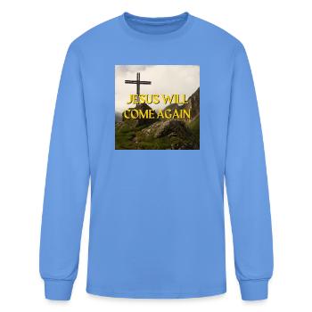 Jesus Will Come Again Mountain Peak Cross Christia - Men's Long Sleeve T-Shirt - carolina blue - Front