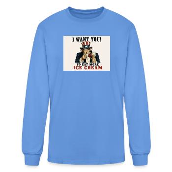 Funny Eat More Ice Cream Humor Shirt - Men's Long Sleeve T-Shirt - carolina blue - Front