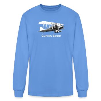 Curtiss Eagle Vintage Aircraft Print - Men's Long Sleeve T-Shirt - carolina blue - Front