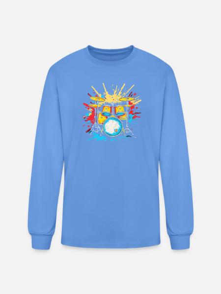 Drum Kit Steamwave - Men's Long Sleeve T-Shirt - carolina blue