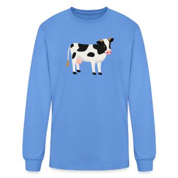 Cute Black and White Spotted Dairy Cow - Men's Long Sleeve T-Shirt - carolina blue - Front