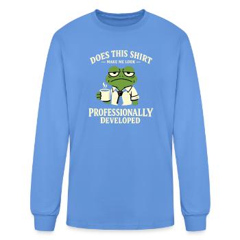 Frog Programmer Coffee Tee - Men's Long Sleeve T-Shirt - carolina blue - Front
