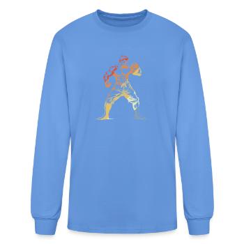 Kickboxing Guy Graphic Retro Style - Men's Long Sleeve T-Shirt - carolina blue - Front