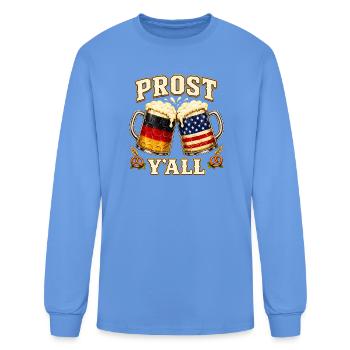 Prost Y'all Flagged Beer Mugs - Men's Long Sleeve T-Shirt - carolina blue - Front