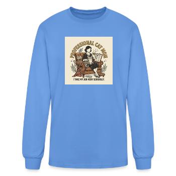 Vintage Professional Cat Mom Retro T-Shirt Design  - Men's Long Sleeve T-Shirt - carolina blue - Front