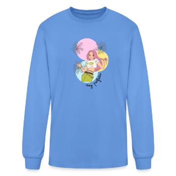 Pastel Leafy Heroine - Men's Long Sleeve T-Shirt - carolina blue - Front